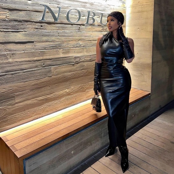 Zara Black Faux Leather Midi Dress - Picture 8 of 17